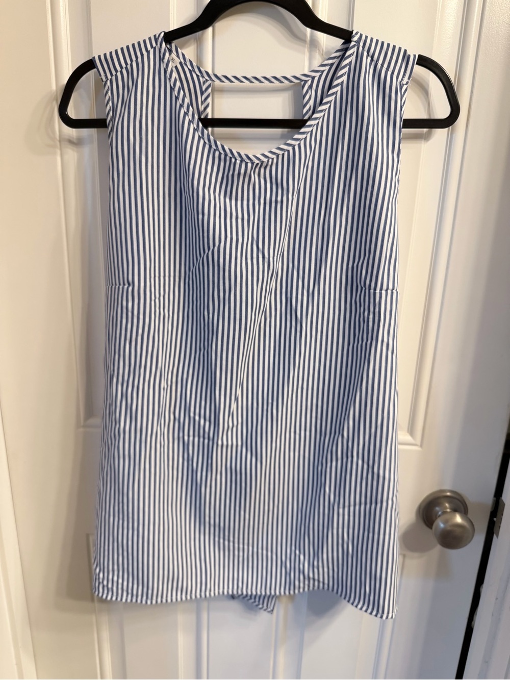 Sleeveless Blue and White Striped Women’s Shift top